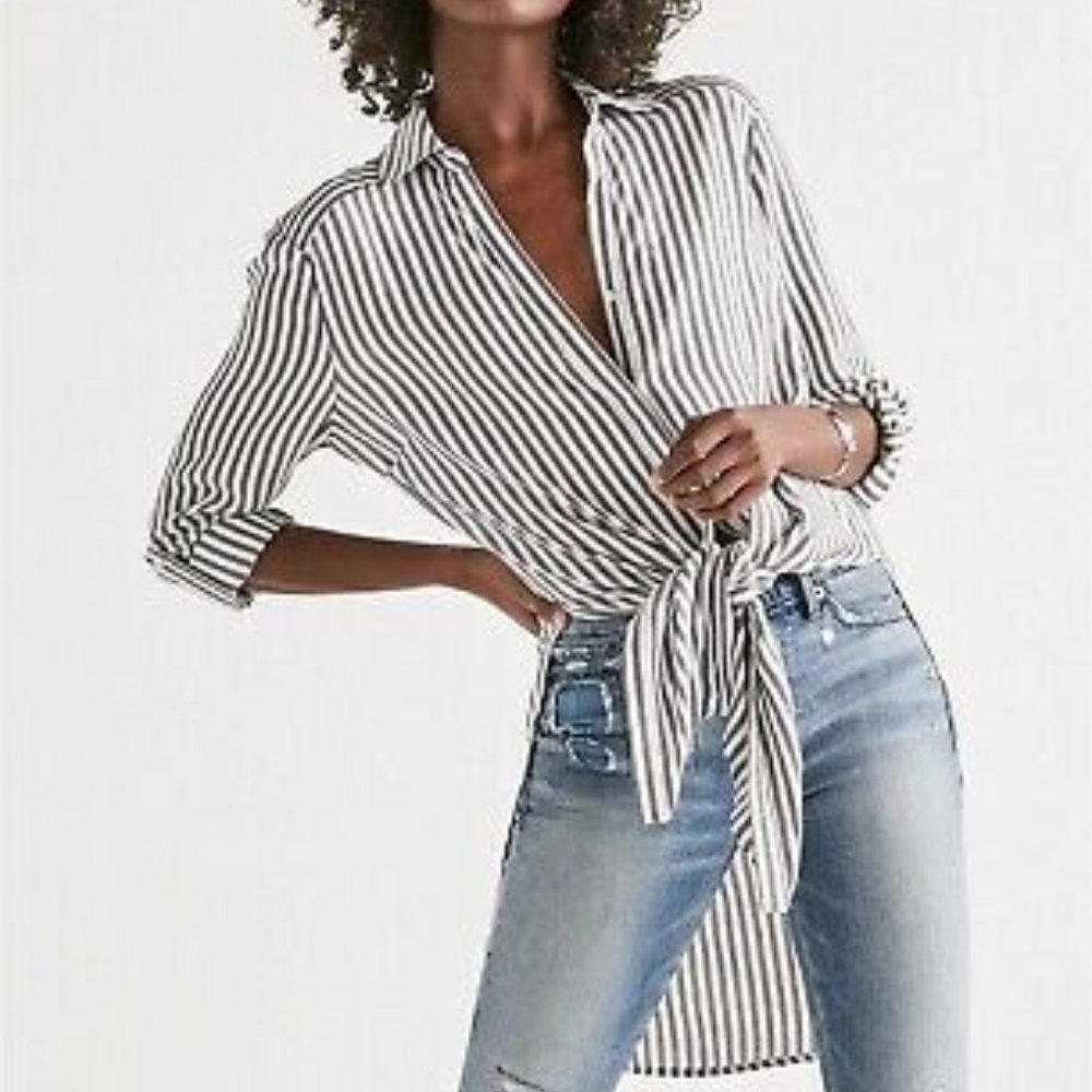 Lucky Brand Button Down Stripe Tunic Shirt Size XS
